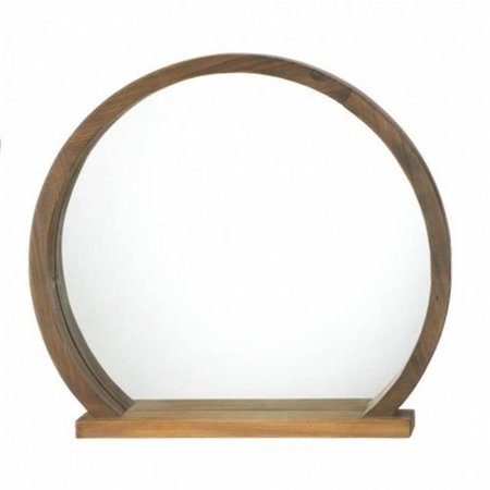ACCENT PLUS Accent Plus 10018522 Round Wooden Mirror with Shelf 10018522